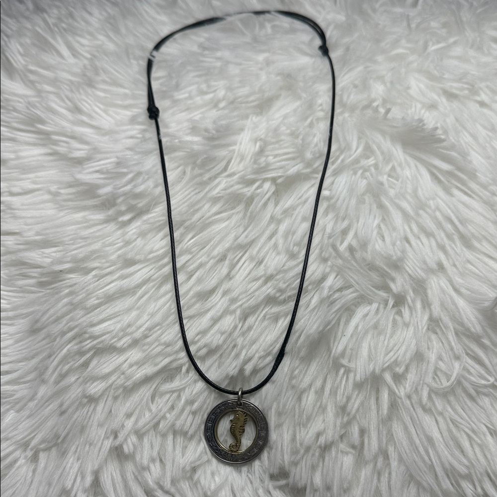 Seahorse Pendant Necklace on Black Cord